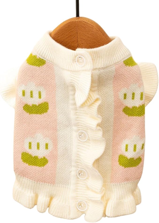 Cute Tulip Flower Sweater Winter Dog Sweater Puppy Coat Thick Dog Clothes for Small Medium Dogs Boy Girl
