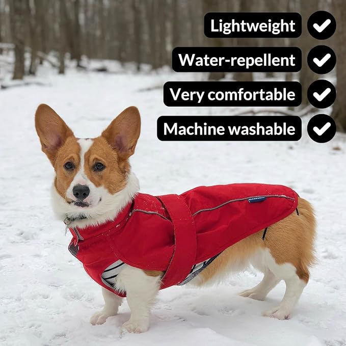 DJANGO Dog Jacket & Raincoat – Lightweight Water-Resistant Coat for Small, Medium, Long Dogs, Dachshunds – Reflective, Adjustable Fit, Harness-Compatible, Easy-Access Harness Hole - Lilac Purple Small