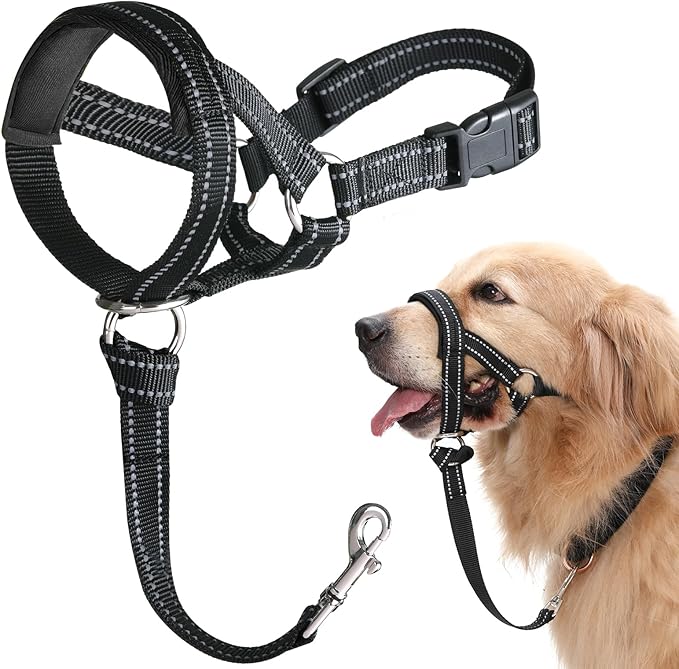 BARKLESS Dog Head Collar, No Pull Head Halter with Soft Padding, Reflective Soft Padded Snout Harness for Small and Medium Dogs
