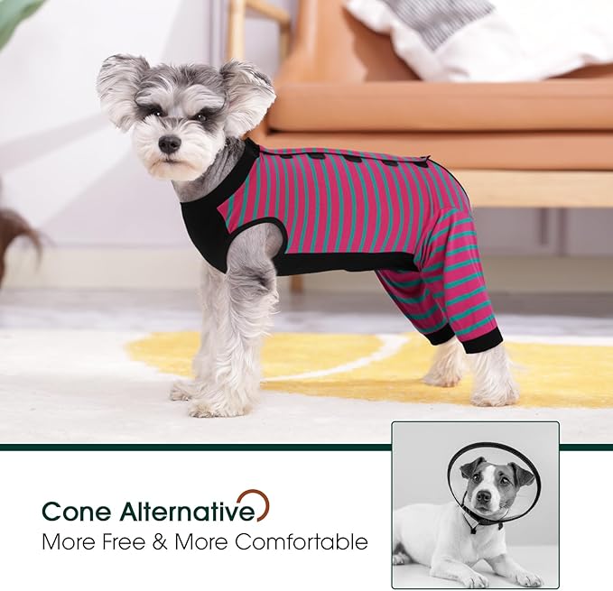 Kuoser Dog Recovery Suit for Back Legs,Soft Dog Surgery Suit with Sleeves to Stop Licking,Dogs Recovery Sleeve Elbow Protector Pet Surgical Onesie for Abdominal Wounds Dogs Cone Alternative,Rose M