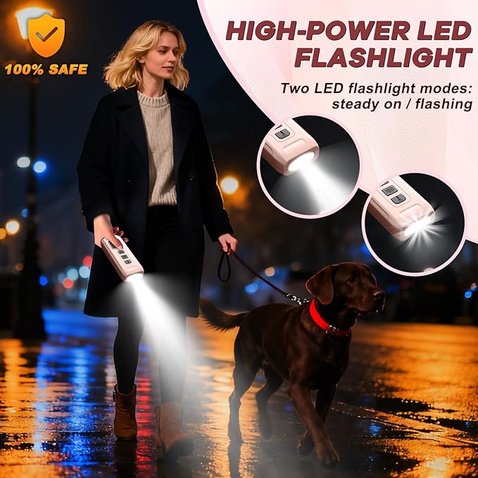 Ultrasonic Dog Bark Deterrent & Anti-Barking Training Device, 3 Modes to Stop Dog Barking, Handheld Tool, Safe, Rechargeable, Compact and Portable, Suitable for Indoor/Outdoor Use(Pink)