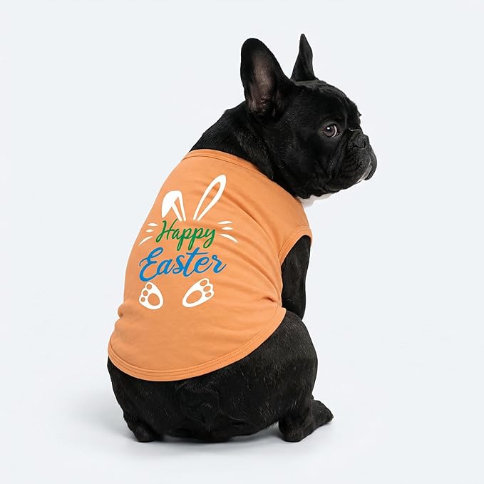 Fitwarm Happy Easter Bunny Dog Shirt, Easter Dog Clothes for Small Dogs Boy Girl, Cute Pet Outfit, Green, Blue, White, Orange, Medium