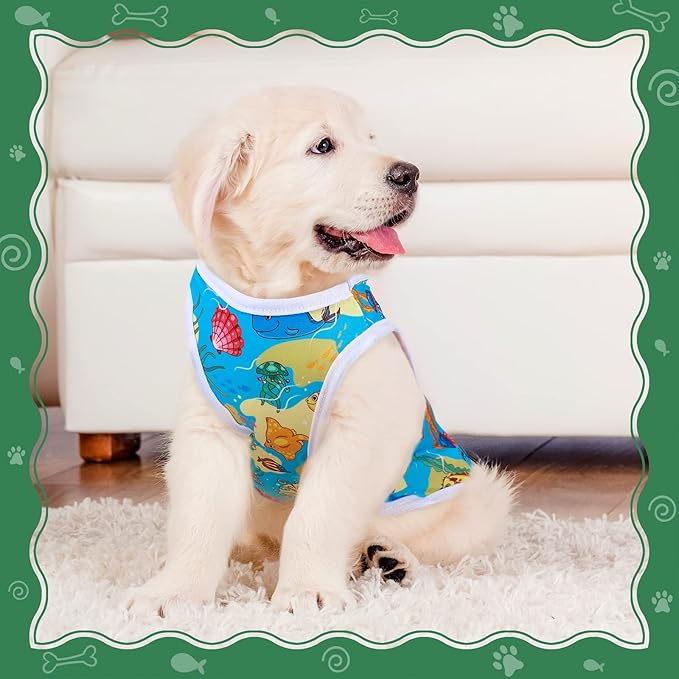 Saintrygo 10 Pcs Lovely Puppy Shirts Print Dog Clothes Breathable Summer Pet Cartoon Dog Shirt Clothes Sweatshirt for Puppy Cartoon Shirt Sweatshirt to Cat(Medium)