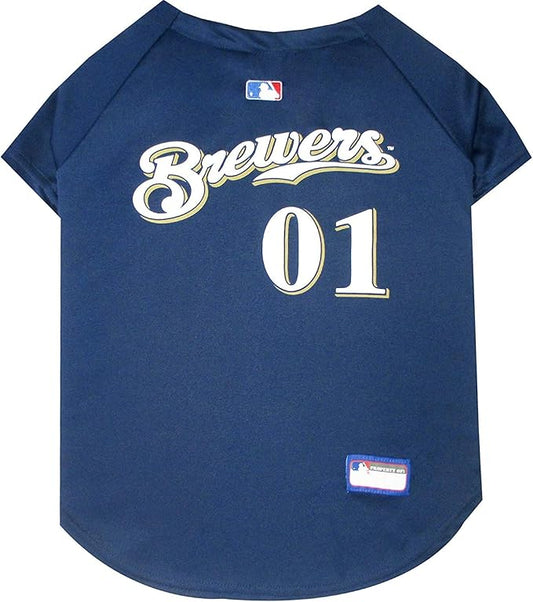 Official MLB Milwaukee Brewers Pet Jersey for Dogs & Cats, Size Medium - Stylish Baseball Jersey for Your Furry Fan- Show Off Team Spirit with The Perfect Fan Apparel Gear for Pet, Dog & Cat