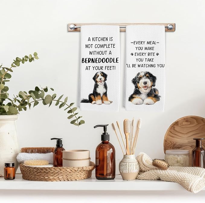 Bernedoodle Gifts Dog Kitchen Towels Set of 2, Gifts for Bernedoodle Lovers Hand Towel, Every Meal You Make BernedoodleDog Decorative Tea Dish Towels for Kitchen, Funny Dog Kitchens Decor,16x24