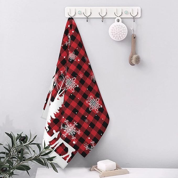 Christmas and New Year Hand Towels for Bathroom Set of 2 Bath Hand Towels Soft Absorbent Decorative Hand Towel for Bathroom Kitchen Yoga Home Decor 14 x 28 in