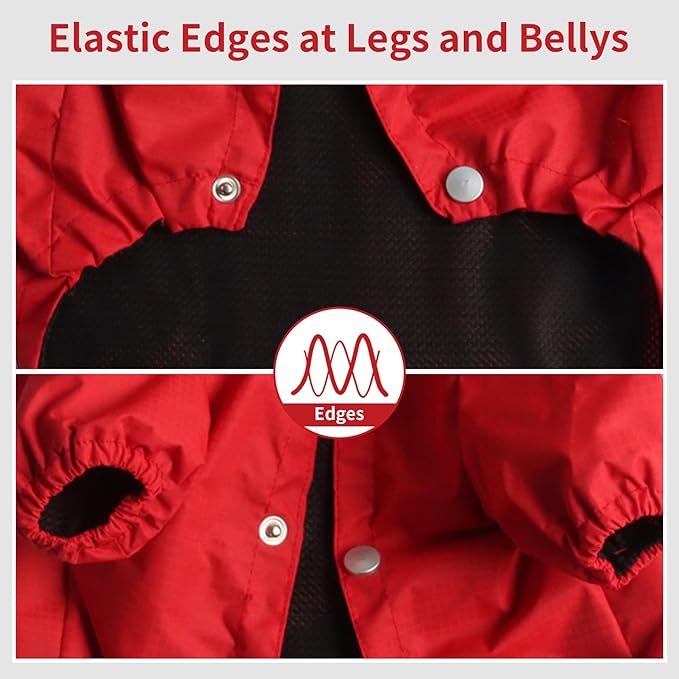 Premium Dog Raincoat with Hood for Small Dogs,Outdoor Sports Waterproof Dog Rain Jacket,Puppy Raincoat with Pockets,Red S