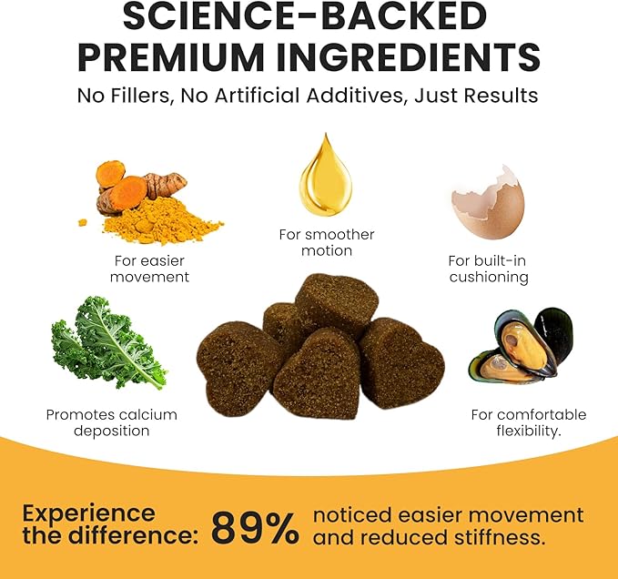 Dog Hip and Joint Supplement with Glucosamine & Chondroitin - Supports Mobility & Pain Relief for Senior & Large Dogs - 180 Soft Chews