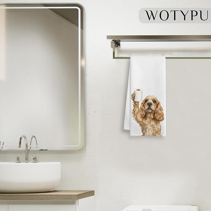 Funny Cocker Spaniel Gifts Bathroom Hand Towels, Cocker Spaniel Dog Lovers Gifts Decorative Hand Towels for Kids Guest Bathroom Washroom Half Bath, 16X24 Inch