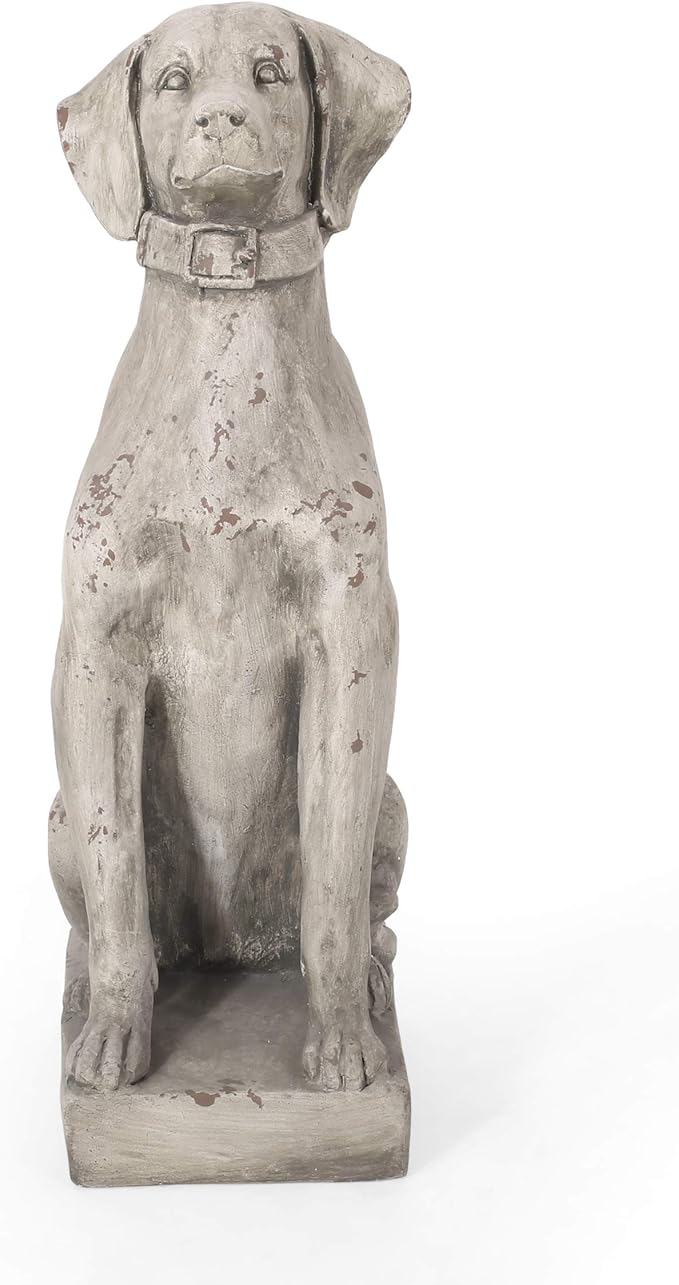 Christopher Knight Home Gomer Outdoor Dog Statue, Antique White