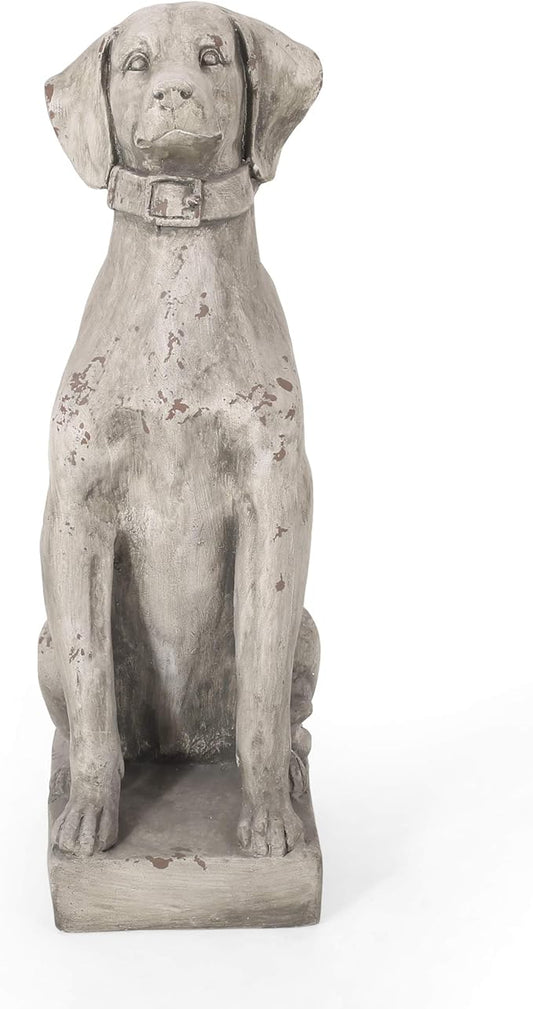 Christopher Knight Home Gomer Outdoor Dog Statue, Antique White