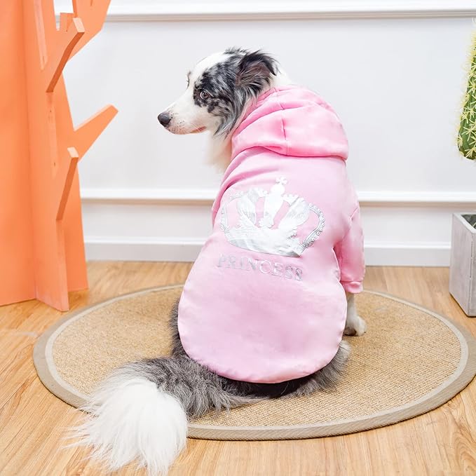 EXPAWLORER Princess Dog Hoodie-Soft Dog Sweater Calming Fleece Sweatshirt Cold Weather Pet Clothes,Pitbull Clothes Outfits,Coat Apparel for Puppy,Cat, Small Medium Large Dogs