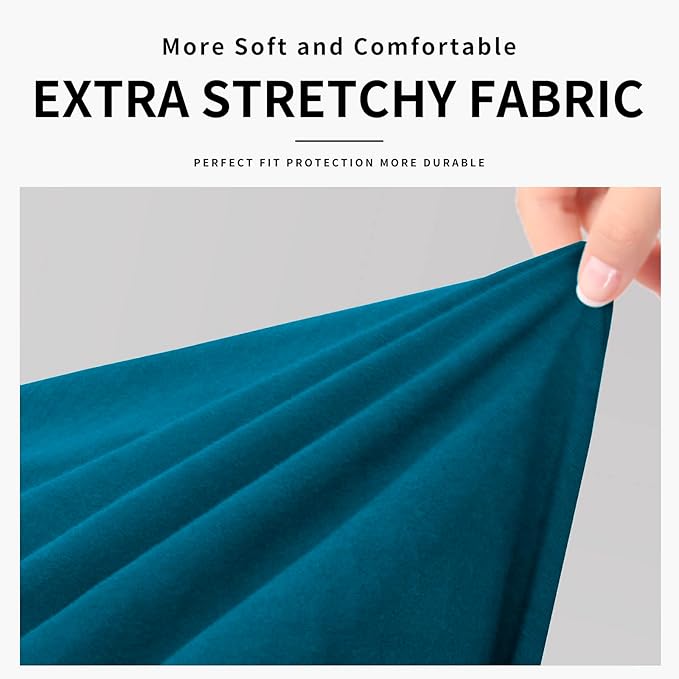 Easy-Going 100% Dual Waterproof 3 Pieces Oversized Loveseat Cover Stretch Soft Couch Cover for Dogs, Sofa Slipcover for 2 Separate Cushion Couch Leakproof Furniture Protector Peacock Blue
