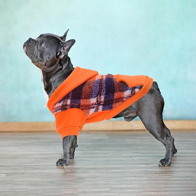 PUPTECK Dog Hoodie Puppy Sweatshirt Warm Dog Sweater Winter Clothes Cold Weather Coats for Small Medium Large Dogs, Orange, S/M