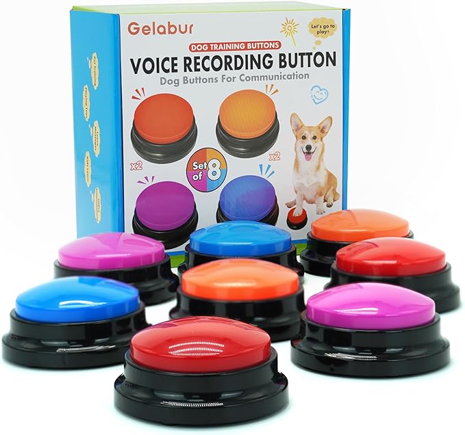 Set of 8 Dog Buttons for Communication, Voice Recordable Buttons for Classroom, Dog Training Talking Buttons Starter Set, Pet Easy Speaking Buttons Tools
