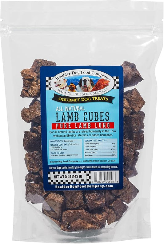 Lamb Cubes Single Ingredient Healthy Dog Treats - All Natural, Vet Approved, Grain Free, Nutritious Made in USA Treats for Dogs (Lamb Lung, 5oz)