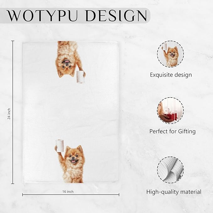 Funny Pomeranian Gifts Bathroom Hand Towels, Pomeranian Dog Lovers Gifts Decorative Hand Towels for Kids Guest Bathroom Washroom Half Bath, 16X24 Inch