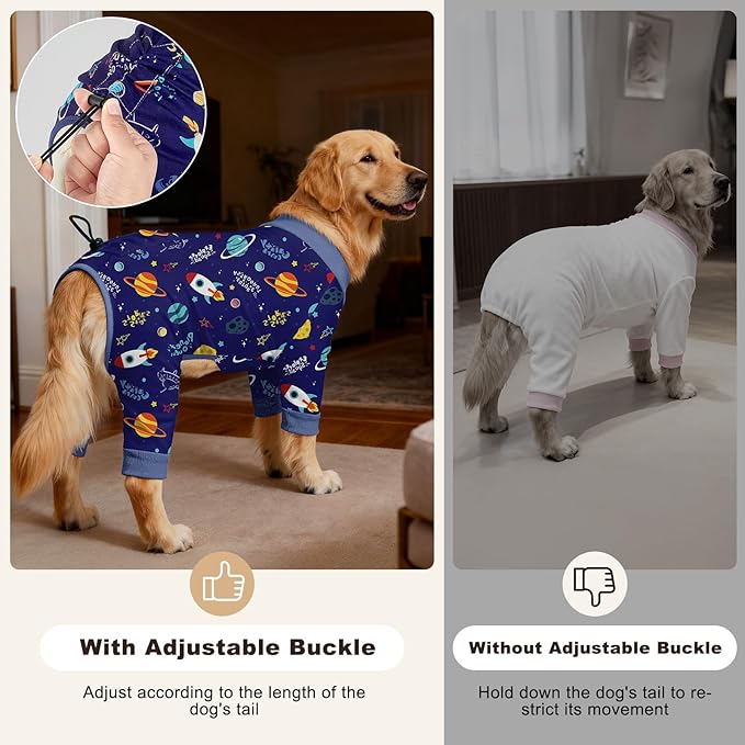 Bienbee Dog Pajamas, 4 Pack Dog Recovery Suit Shedding Suit Cute Soft Puppy Clothes Dogs Pjs Onesies Jammies Adjustable Breathable & Stretchy Clothes for Small Medium Large Dogs Girl Boy Puppy-XS