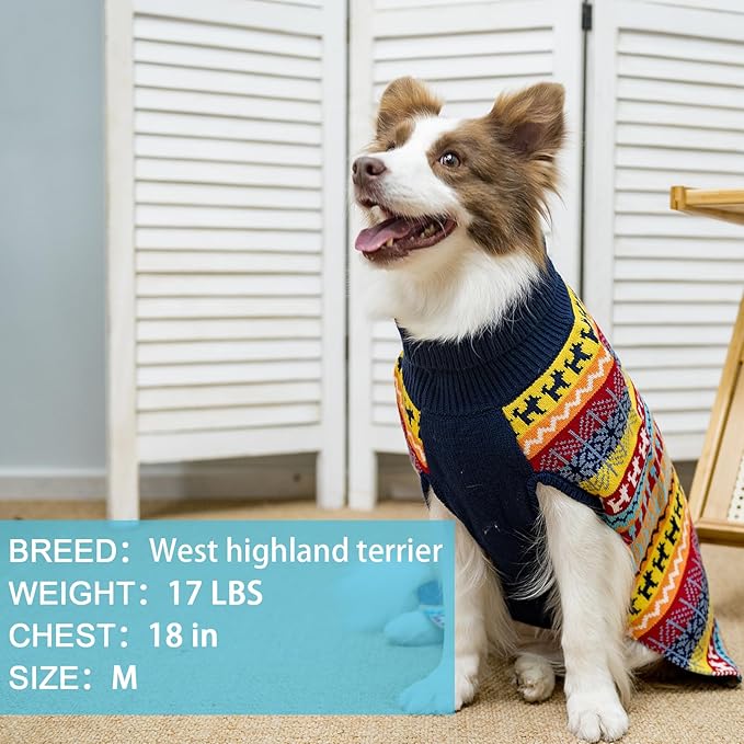 Mihachi Dog Sweater - Winter Coat Apparel Clothes with Colorful Stripes for Cold Weather