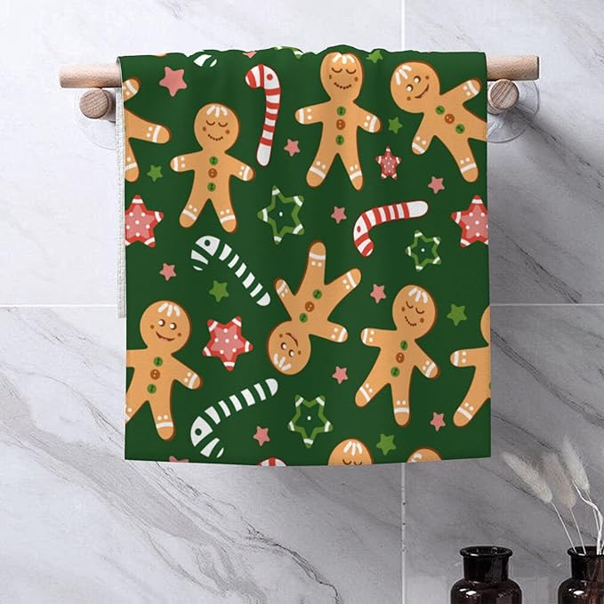 Bath Hand Towels Set of 2 Christmas Cookies Towels for Bathroom Soft Absorbent Decorative Hand Towel for Kitchen Sports Gym Yoga Home Decor 14 x 28 in