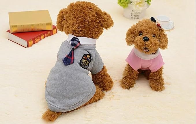 Selena Pet Uniform School Skirts Sailor Costume Dog Campus Clothes Teddy Cute Bowtie Adorable Puppy Apparel (X-Large,Gray Dresses)