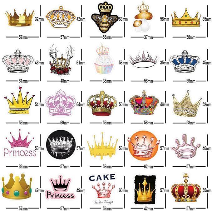 Imperial Crown Stickers 51Pcs Cartoon Gold Right Shine Pack | Cool Colorful Deacls Graffiti for Water Bottle Skateboard Luggage Laptop Computer Phone…