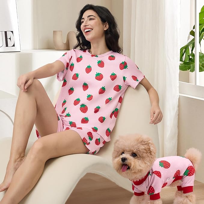 XPUDAC Matching Dog and Owner Clothes Dog Pajamas for Small Medium Dogs Stretchable Pet Onesies, Owner and Doggie Pjs are Sold Separately, S