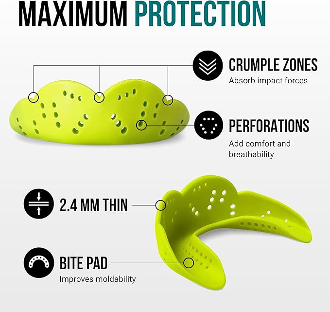 SISU Max Mouthguard - 50% Stronger, Maximum Protection for Rugby, MMA, Boxing, Lacrosse, Football, Hockey, High-Impact Sports - Adult Fit, Remoldable Up to 20 Times, Works for Braces