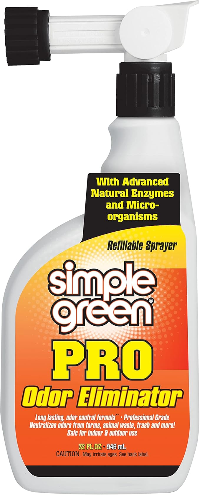 Simple Green Pro Outdoor Odor Eliminator 32oz Hose End- Professional & Commercial Grade Enzyme Cleaner - Ideal for Farms, Athletic Facilities,