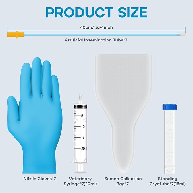 7 Set Large Capacity AI Artificial Insemination Kit for Dogs, AI Kits for Breeding Dogs, Dogs Breeding Supplies, Canine Breeding Kit, Artificial Insemination Kit for Pets (Large-15.75inch)