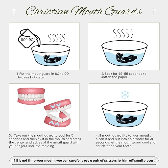 Yaomiao 2 Pcs Cross Mouth Guards Christian Teeth Armor Sport Game Guard & Case Religious Mouth Guard Football Basketball Baseball Wrestling Lacrosse Rugby Boxing Taekwondo
