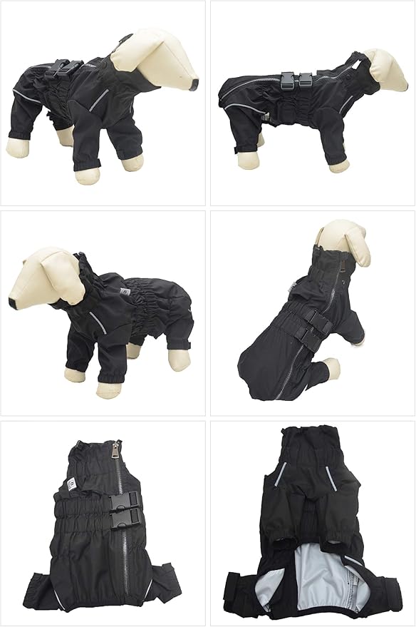 Lovelonglong Waterproof Dog Raincoat – 6-Leg Full Body Dog Rain Suit with Reflective Strips & Leash Opening, Outdoor Dog Jacket for Rainy Weather