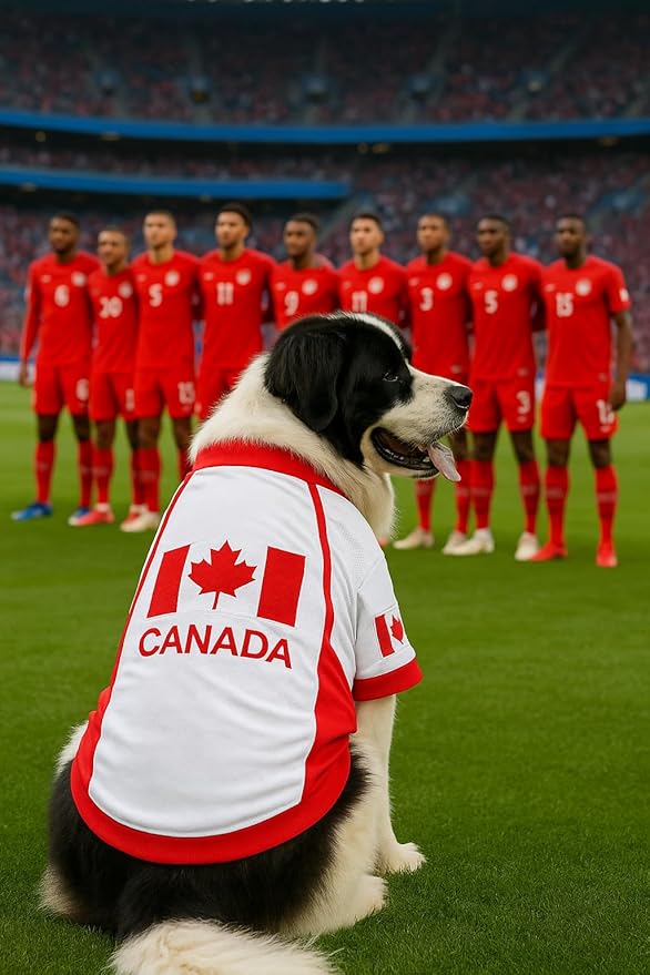 Parisian Pet Team Canada Dog Jersey - Breathable Mesh Puppy Football Jersey - Lightweight Stretch Sporty Dog Clothes - Summer Shirts for Large Dogs - Soccer Jersey for Dogs - Sportswear Pet Clothes