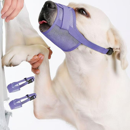 2-Pack Soft Mesh Dog Muzzle – Breathable & Adjustable, No-Bite and Escape-Proof Design for Grooming, Training, Walking – Fits Small, Medium & Large Dogs (Purple, XXL)