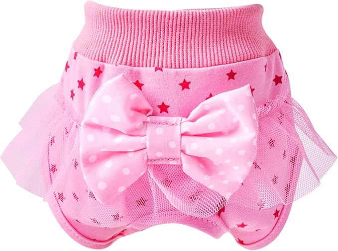 Dog Diapers Female in Heat Reusable Washable Pet Sanitary Panties Absorbent Leak-Proof Design with Tail Hole Pink Small