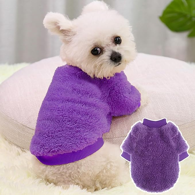 2 Pack Dog Sweaters for Small Dogs, Warm Puppy Clothes Winter, Fleece Pet Sweater for Doggie Boy Girl, Cat, Kitten Chihuahua Bulldog Pug Beagles, XS