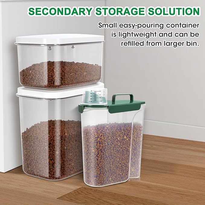 TBMax 10 Lbs Cat Dog Food Storage Container, 2026 Upgraded Large Pouring Container for Pet Food Storage, Bird Seed Dispenser, Portable Travel Kibble Holder -Bottle Green