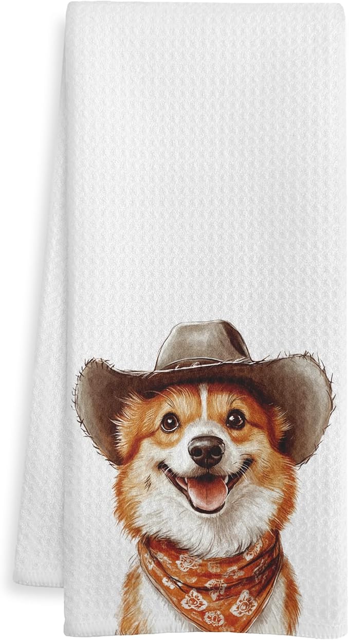 Funny Corgi Gifts Kitchen Towels, Corgi Gifts for Women Dish Tea Towel for Kitchen Decor, Corgis Gifts Hand Towels for Bathroom Decor, 16X24 Inch