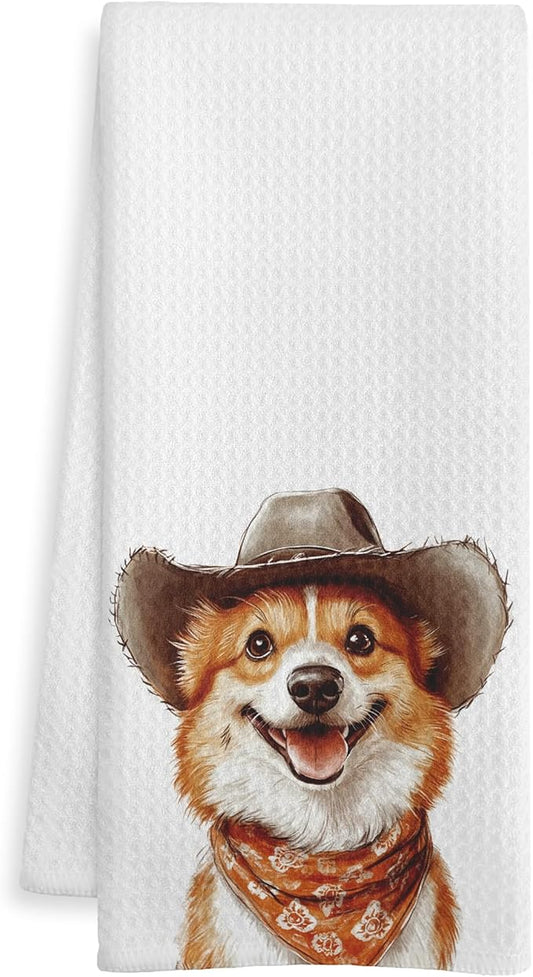 Funny Corgi Gifts Kitchen Towels, Corgi Gifts for Women Dish Tea Towel for Kitchen Decor, Corgis Gifts Hand Towels for Bathroom Decor, 16X24 Inch