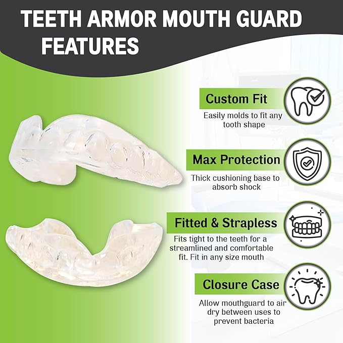 Professional Sport Mouth Guards- 2 Pack - No BPA - Safe Clear Color - No Color Additive - Athletic Teeth Mouth Guards - Fit Any Mouth Size - Custom Fit - Free Carrying case Included