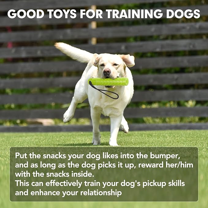 BINGPET Dog Float Bumper Toy,9.3 Inch Detachable Treat Dispensing Puzzle Toys,Training Dummy Retrieving Bumpers Summer Pool Toy Tug Game,Interactive Toys for Medium Large Dogs(Green)