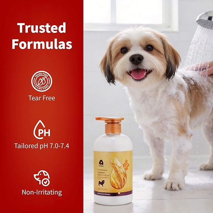 Arf Arf 5X Concentrated Oatmeal Dog Conditioner with Honey & Wheat Germ - Detangling & Moisturizing Rinse for Doodles & Poodles - German Formula for Matted Fur & Dry Skin - Fresh Scent, 16oz