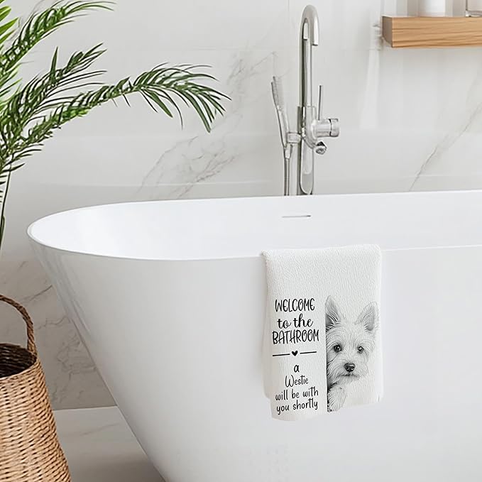 Cabana Bro Funny Westie Bathroom Hand Towels, Westie Gifts for Women, West Highland Terrier Gifts Decorative Hand Towels for Kids Guest Bathroom Washroom Half Bath, 16x24 Inch