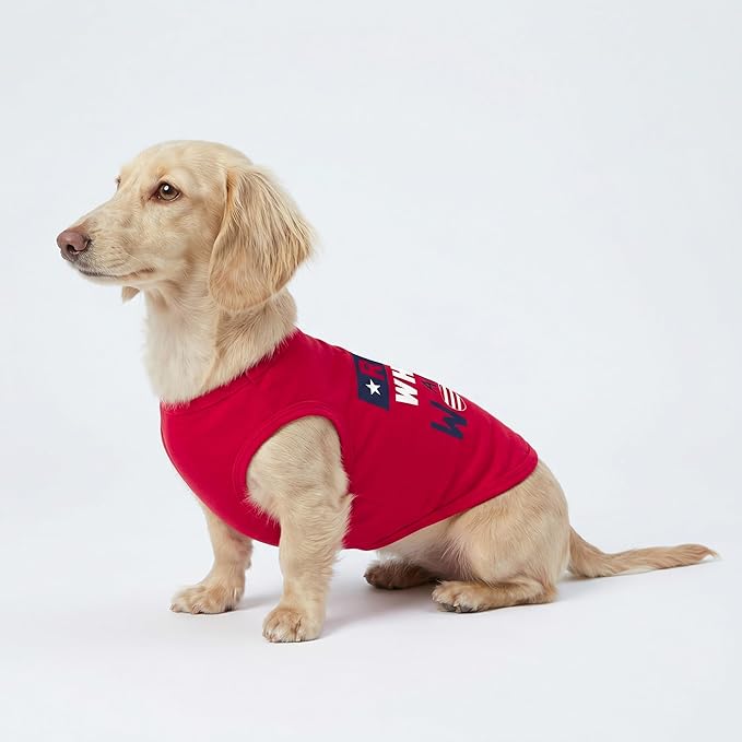 Fitwarm Patriotic Red White and Woof Dog Shirt, 4th of July Dog Clothes for Small Dogs Boy Girl, Funny Doggy Summer Clothes, Pet Outfit, Red, Blue, White, XXL