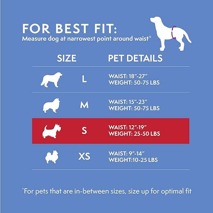 Simple Solution Disposable Dog Wraps, Male Dog Diapers, Puppy Potty Training, Incontinence and Travel Protection, Wraps for Small Dogs, 12-19 Inch Waist, 30 Count (Pack of 4)