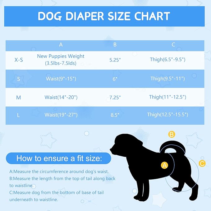 4 Pack Dog Diapers Female Washable Dog Diapers Reusable Puppy Diapers Highly Absorbent Comfortable Doggy Diapers for Dogs in Heat or Excitable Urination(L Candy Color)