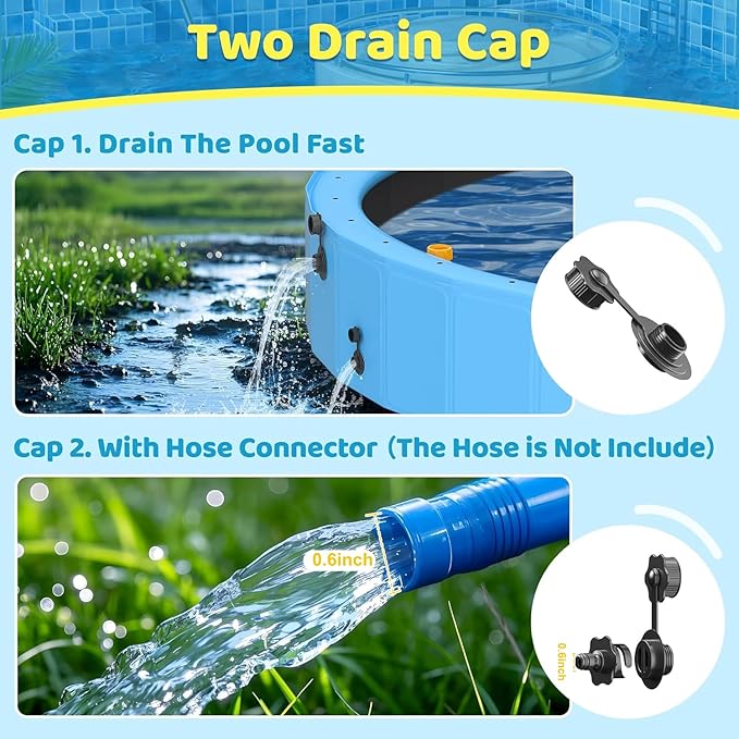 Raxurt Dog Pool with Sprinkler, 79'' Foldable Dog Pools for Large Dogs, 2-in-1 Sprinkler Pool Heavy Duty, PVC Non Slip Pet Bathing Tub for Outdoor Backyard, Blue