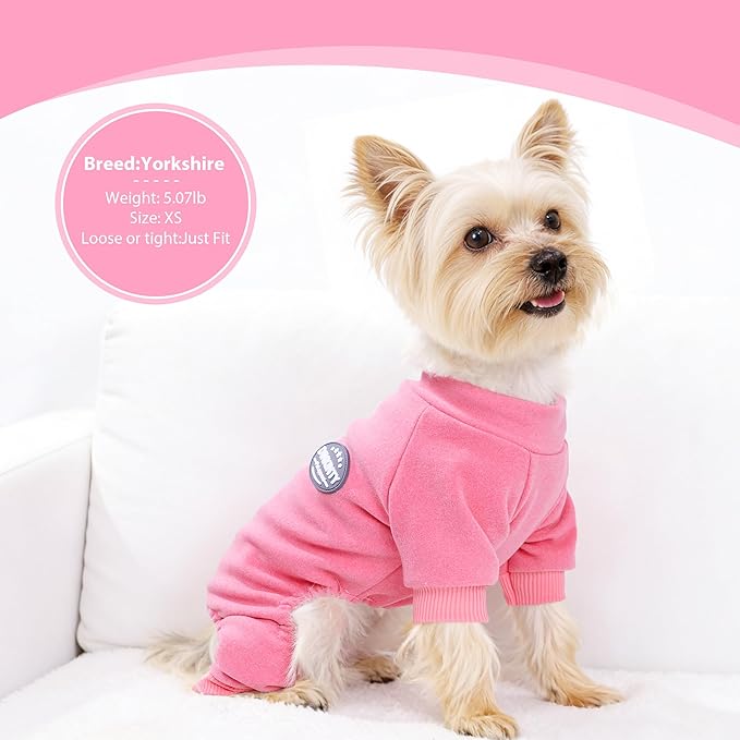 Dog Pajamas Dog Sweater for Small Dogs Girl Boy Winter Warm Soft Puppy Pjs Stretchy Jumpsuit Doggie Pet Clothes Outfits XXS~L (Rose, Large)