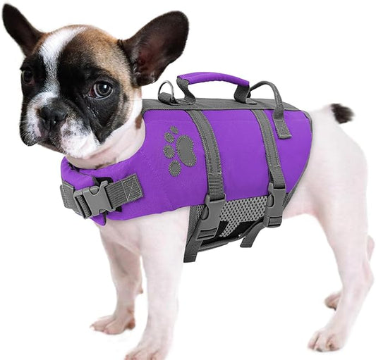 Queenmore Puppy Life Jackets for Small Dogs, XS Dog Life Jacket, Small Dog Life Vest for Swimming, Lightweight Extra Small Dog Life Vest with Handle Adjustable Dog Life Vest for Boating, Cat Lifevest