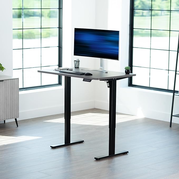 VIVO Universal 48 x 30 inch Solid One-Piece Table Top for Standard and Sit to Stand Height Adjustable Home and Office Desk Frames, Dark Gray, DESK-TOP48-30G
